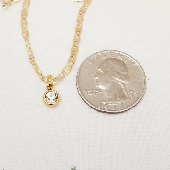 Clear Stone Choker. 14K Gold Plated. New - Picture 2 of 5